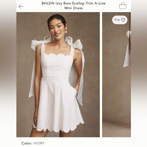 Anthropologie Dresses & Skirts - Anthropologie BHLDN Izzy Bow Scallop-Trim A-Line Mini Dress